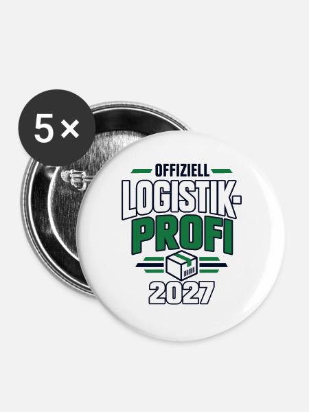 Offiziell Logistik-Profi 2027 – Abschluss - Buttons groß 56 mm (5er Pack) - Weiß