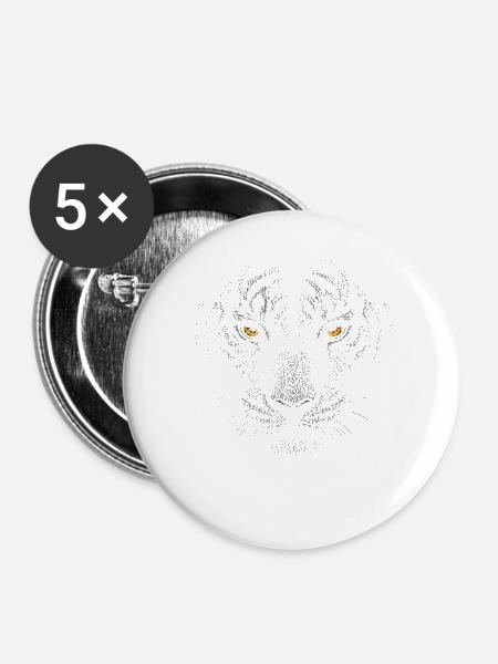 Dark Tiger Face - Buttons groß 56 mm (5er Pack) - Weiß