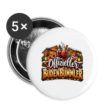 Lustig Weihnachtsmarkt offizieller Budenbummler - Buttons groß 56 mm (5er Pack) - Weiß - Vorne