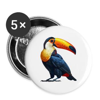 Tukan - Buttons groß 56 mm (5er Pack) - Weiß - Vorne