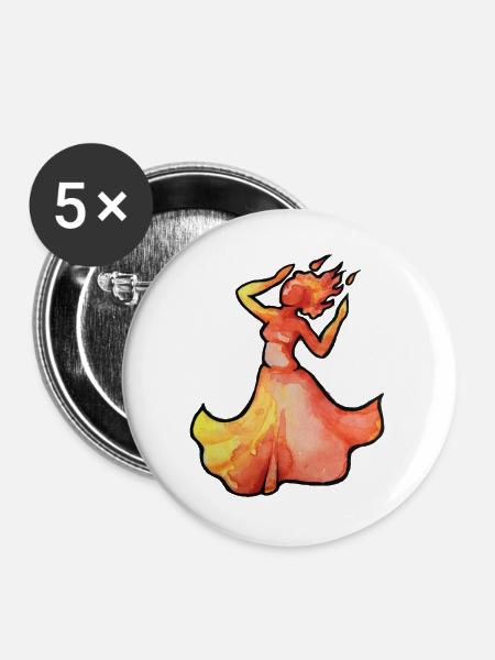 Flammentänzerin Aquarell - Buttons groß 56 mm (5er Pack) - Weiß