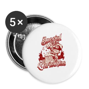Besonderer Weihnachtsmann im Schornstein - Buttons groß 56 mm (5er Pack) - Weiß - Vorne
