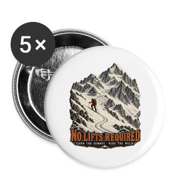 No Lifts Required – Skitour am Steilhan - Buttons groß 56 mm (5er Pack) - Weiß - Vorne