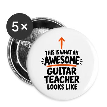 Gitarrenlehrer, Musiker-Geschenk - Buttons groß 56 mm (5er Pack) - Weiß - Vorne