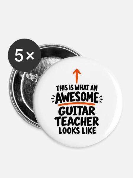 Gitarrenlehrer, Musiker-Geschenk - Buttons groß 56 mm (5er Pack) - Weiß