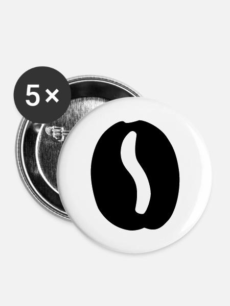 Kaffeebohne - Buttons groß 56 mm (5er Pack) - Weiß