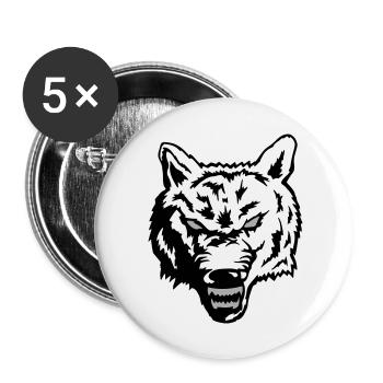 wolf - Buttons groß 56 mm (5er Pack) - Weiß - Vorne