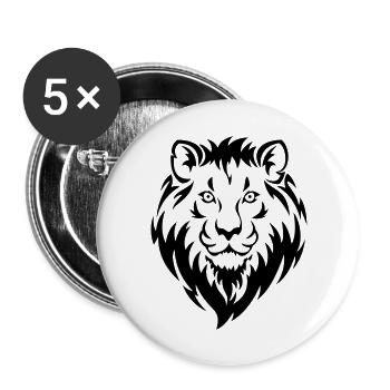 Löwe - Buttons groß 56 mm (5er Pack) - Weiß - Vorne