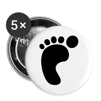 Impression de pied gauche - Lot de 5 grands badges (56 mm) - blanc - Devant