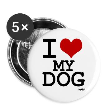 i love my dog - Buttons large 2.2''/56 mm (5-pack) - white - Front