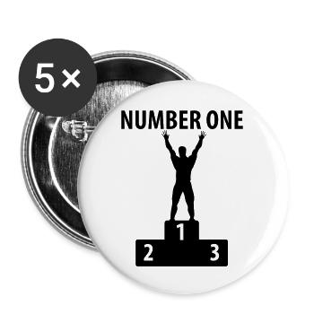 Number One - Buttons groß 56 mm (5er Pack) - Weiß - Vorne