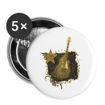 Rock Star (Golden Guitar) - Buttons large 2.2''/56 mm (5-pack) - white - Front