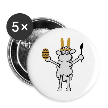 Osterschaf - Buttons groß 56 mm (5er Pack) - Weiß - Vorne