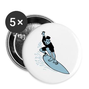 Surfer - Buttons groß 56 mm (5er Pack) - Weiß - Vorne