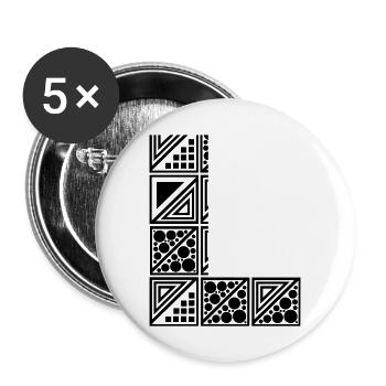 letter L - Buttons large 2.2''/56 mm (5-pack) - white - Front