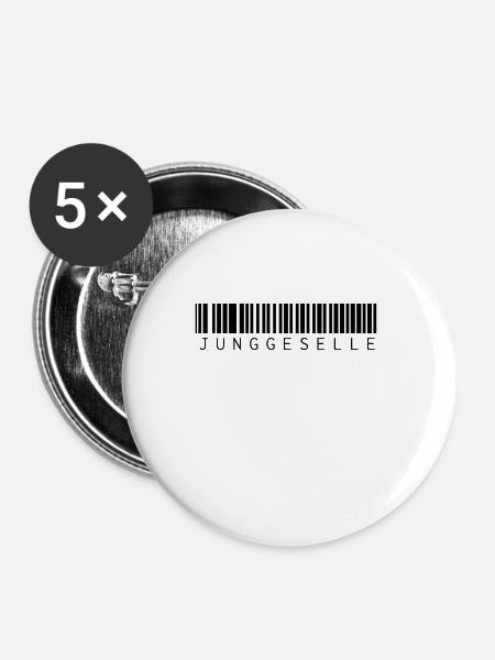 Junggeselle Barcode - Buttons groß 56 mm (5er Pack) - Weiß