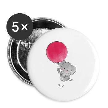 Eléphant ballon volant enfants bébé t-shirt - Lot de 5 grands badges (56 mm) - blanc - Devant