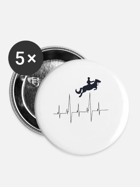 Reiten - Buttons groß 56 mm (5er Pack) - Weiß