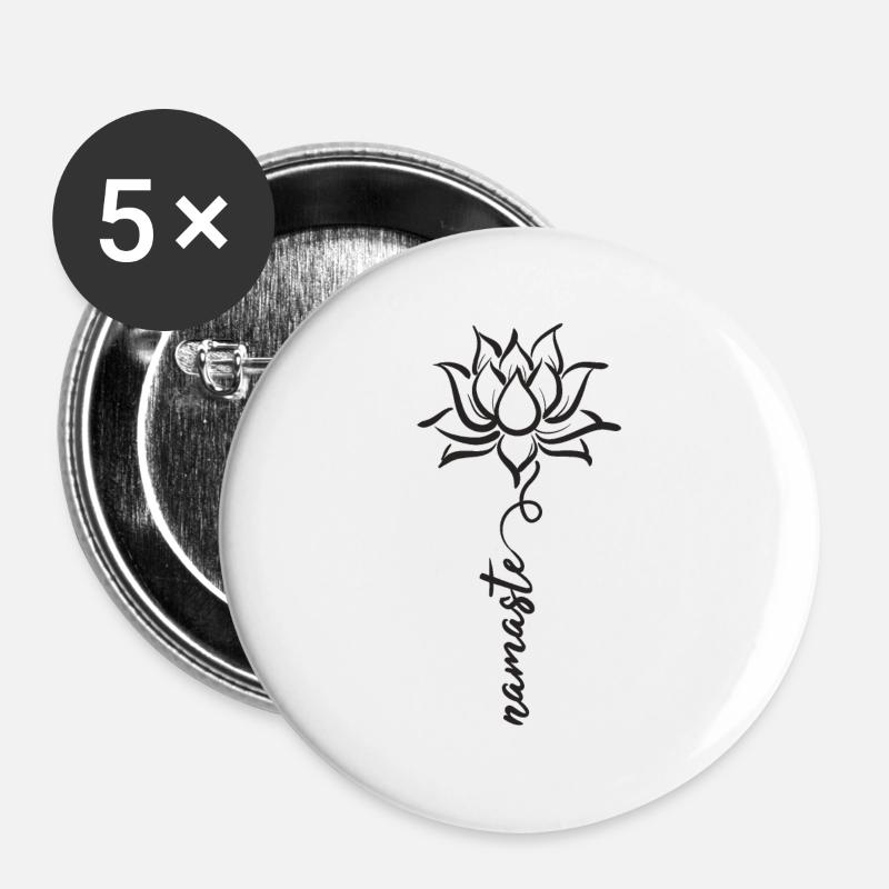 Namaste - Buttons groß 56 mm (5er Pack) - Weiß