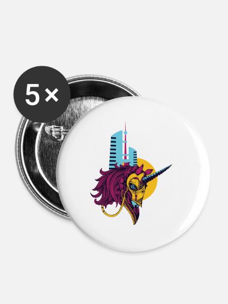 Einhörner Sind Echt - Buttons groß 56 mm (5er Pack) - Weiß
