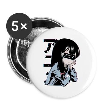 Anime Schulmädchen - Buttons groß 56 mm (5er Pack) - Weiß - Vorne