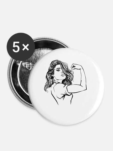 Frau - Buttons groß 56 mm (5er Pack) - Weiß