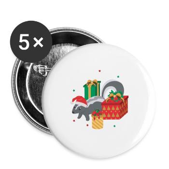 Blaireau de Noël - Lot de 5 grands badges (56 mm) - blanc - Devant