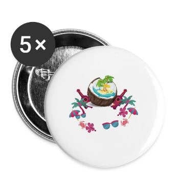Fruit de noix de coco Aloha Plages Hawaï - Lot de 5 grands badges (56 mm) - blanc - Devant