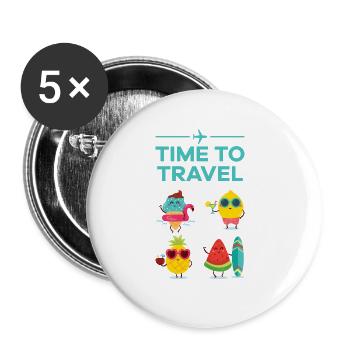 Temps de voyager Fruits et fruits en voyage - Lot de 5 grands badges (56 mm) - blanc - Devant