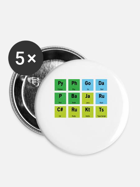 Computer Entwickler Coden - Buttons groß 56 mm (5er Pack) - Weiß