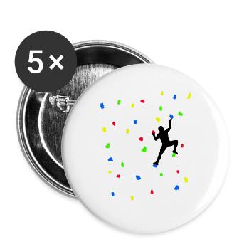 Bouldering motif boulder wall with colorful boulder - Buttons large 2.2''/56 mm (5-pack) - white - Front