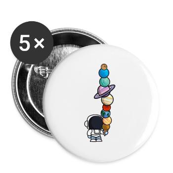 Astronaut Eis Essen Planeten Lustig - Buttons groß 56 mm (5er Pack) - Weiß - Vorne