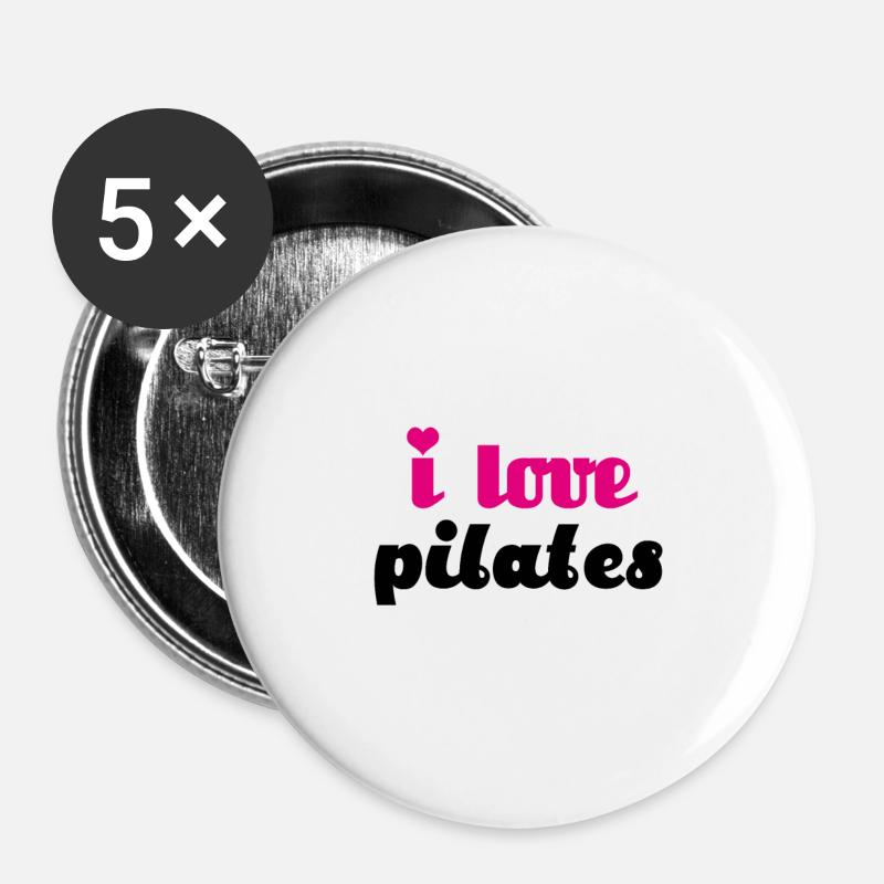 I love Pilates - Buttons large 2.2''/56 mm (5-pack) - white