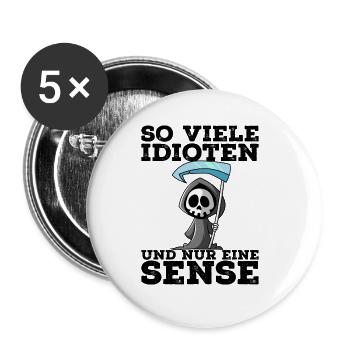 Sensenmann Zu viele Idioten - Buttons groß 56 mm (5er Pack) - Weiß - Vorne