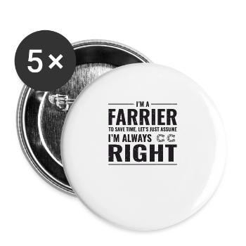 Farrier Blacksmith Funny Gift - Buttons large 2.2''/56 mm (5-pack) - white - Front