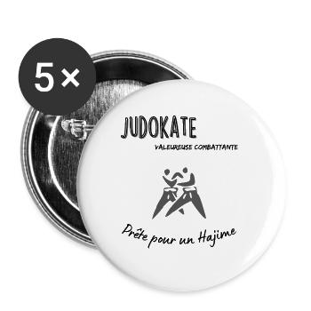 Judokate prête pour un hajime - Lot de 5 grands badges (56 mm) - blanc - Devant