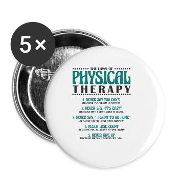 Physiothérapie Physiothérapeute Thérapeute - Lot de 5 grands badges (56 mm) - blanc - Devant