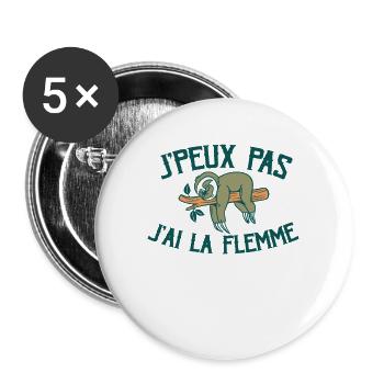 Je Peux Pas J'ai La Flemme - Lot de 5 grands badges (56 mm) - blanc - Devant