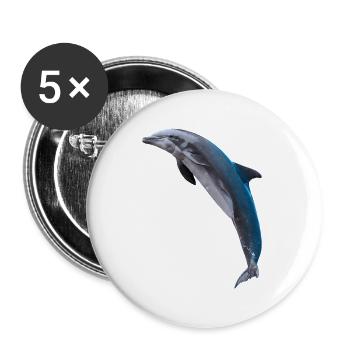 Saut de dauphin, Naturel, à gauche - Lot de 5 grands badges (56 mm) - blanc - Devant