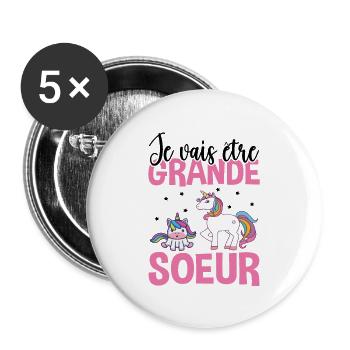 Je Vais Être Grande Soeur - Lot de 5 grands badges (56 mm) - blanc - Devant