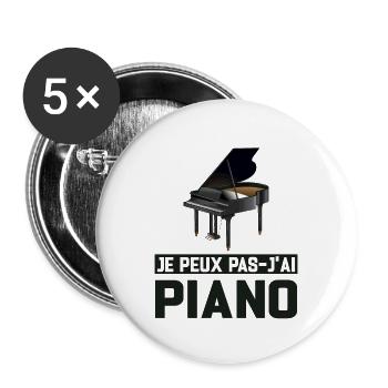 Je Peux Pas J'ai Piano Idée Cadeau Anniversaire - Lot de 5 grands badges (56 mm) - blanc - Devant