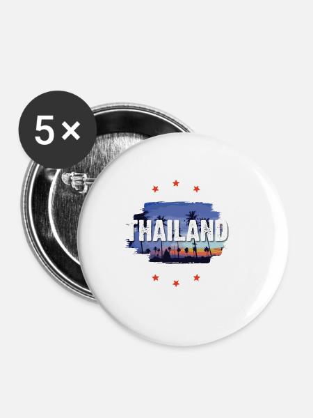 Thailand - Buttons groß 56 mm (5er Pack) - Weiß
