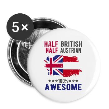 Half British Half Austrian - Buttons large 2.2''/56 mm (5-pack) - white - Front