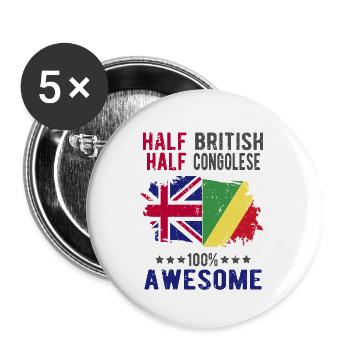 Half British Half Congolese - Buttons large 2.2''/56 mm (5-pack) - white - Front