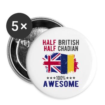 Half British Half Chader - Buttons large 2.2''/56 mm (5-pack) - white - Front