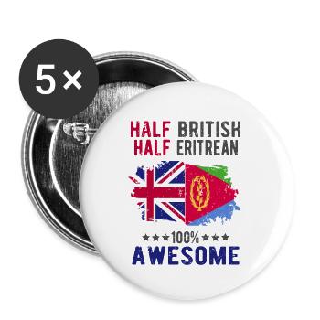 Halb Brite Halb Eritreer - Buttons groß 56 mm (5er Pack) - Weiß - Vorne