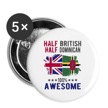 Half British Half Dominican - Buttons large 2.2''/56 mm (5-pack) - white - Front