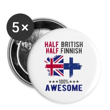 Half British Half Finn - Buttons large 2.2''/56 mm (5-pack) - white - Front