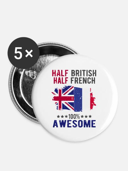 Halb Brite Halb Brite - Buttons groß 56 mm (5er Pack) - Weiß