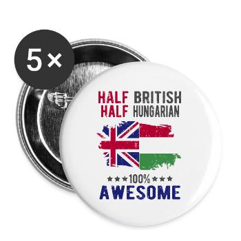 Half British Half Hungarian - Buttons large 2.2''/56 mm (5-pack) - white - Front